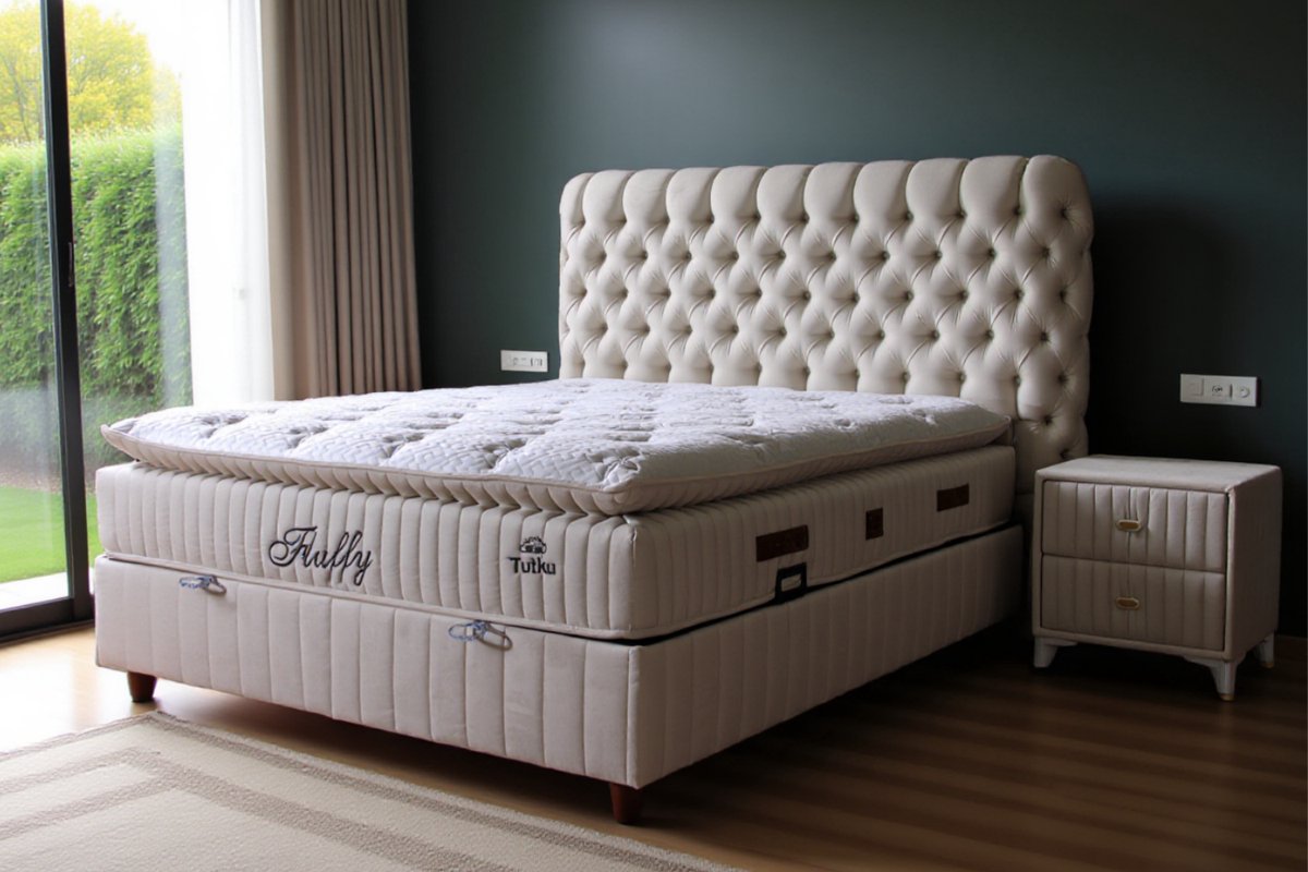 Bed Boxspring Fluffy - Bed Set met Matras - Bed Set met Topper